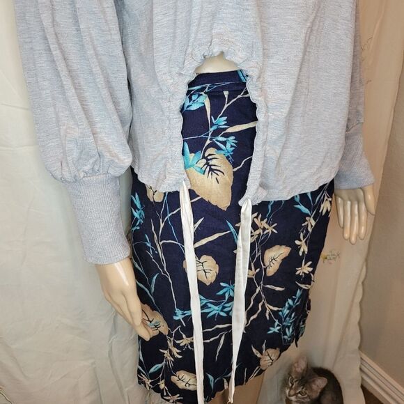 Zara basic Gray Knotted Front Lantern Sleeve Plain  light weight Sweatsh… - Picture 12 of 15